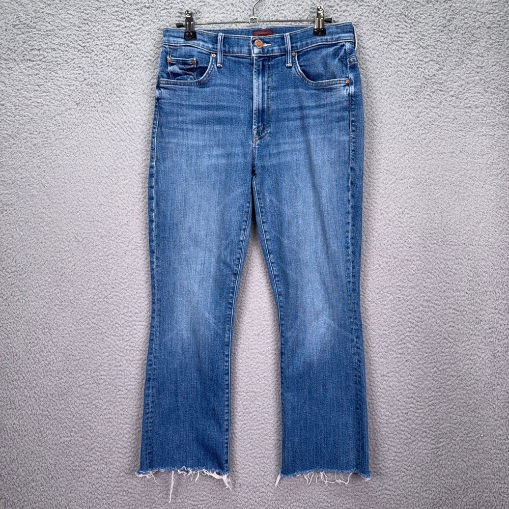 Mother Jeans Womens 27‎ Blue The Insider Crop Step Fray Wild Game High Rise